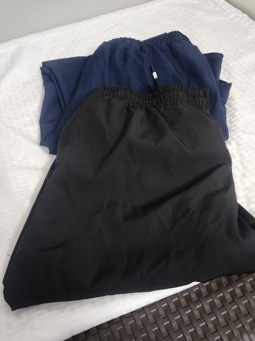 Lot of 2 Men's Scrub Pants Black & Navy Elastic Waist Drawstring Size XL
